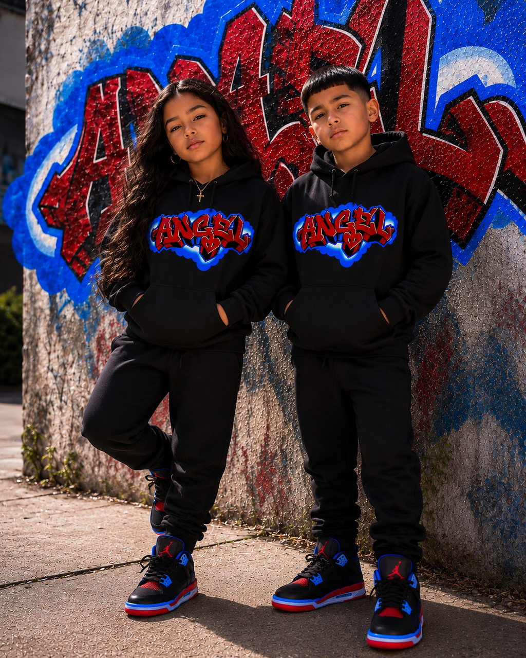 Angel electric sky youth black hoodie